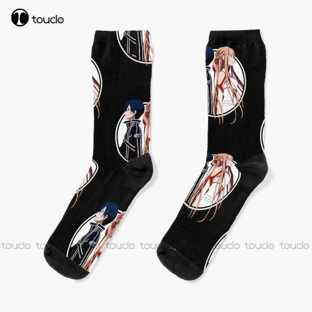 

Kirito And Asuna Socks Girls White Socks Personalized Custom Unisex Adult Teen Youth Socks 360° Digital Print Christmas Gift