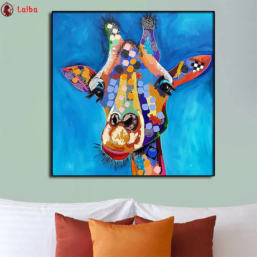 

full drill square Crystal Paintings Abstract animal art, colorful giraffe Diamond Embroidery Full round 5d Diy diamond painting