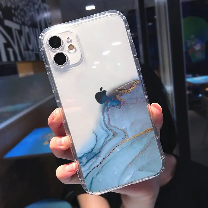 

Fashion Vintage Colorful Marble Phone Case Transparent soft For iphone 5 5s 5c se 6 6s 7 8 11 12 plus mini x xs xr pro max