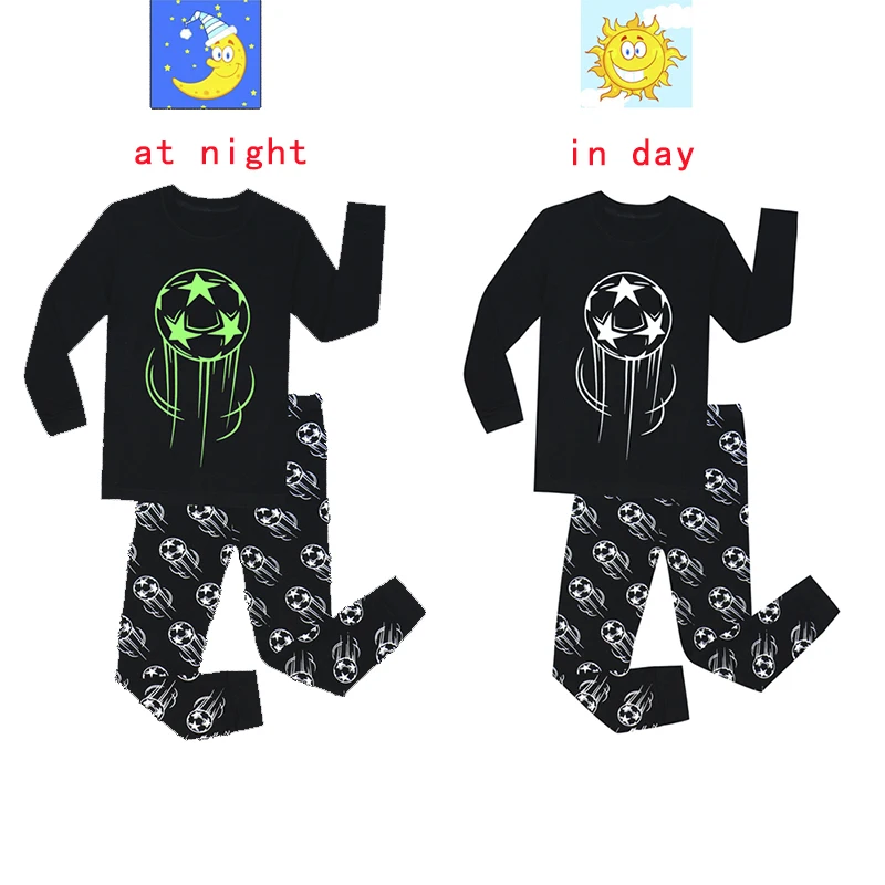 Новое поступление светящиеся Детские пижамы Рождественские топы для сна + штаны