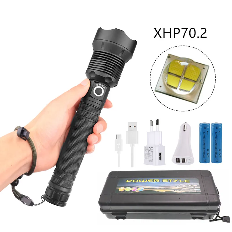 Мощный светодиодный фонарик с XHP 70 2 лампа шариком Масштабируемая 3 режима