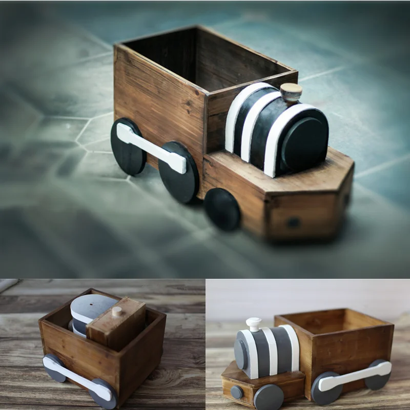 Baby Props for Photography Solid Wood Car Bebe Photographie Accessoires Nouveau-n Exterior Door Newborn Fotografia Posing Props
