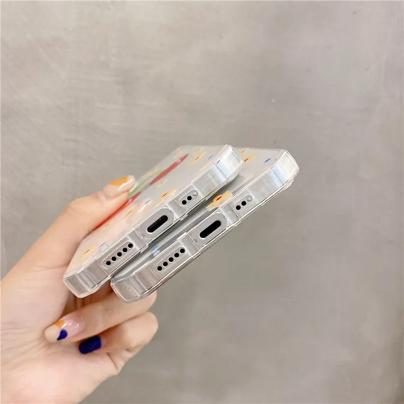 

Phone Case For iPhone 11 12 Pro Max 7 8 Plus X XR XS Max 11 Pro Cute Cherry Transparent Bumper Shockproof Back Cover