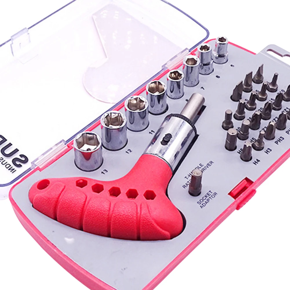 

30pcs/1Set Ratchet Screwdriver Bits Combination Set Screw Driver Holder Adapter Repair Disassembly Hand Tools with Storage Box