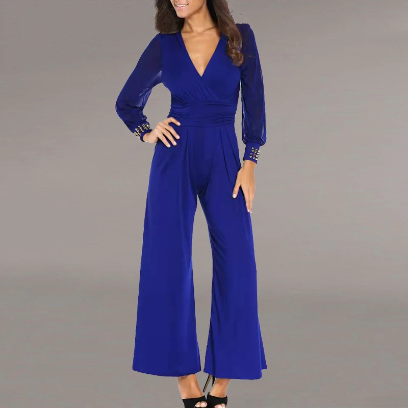 Женский свободный комбинезон большого размера 3XL с широкими штанинами и глубоким