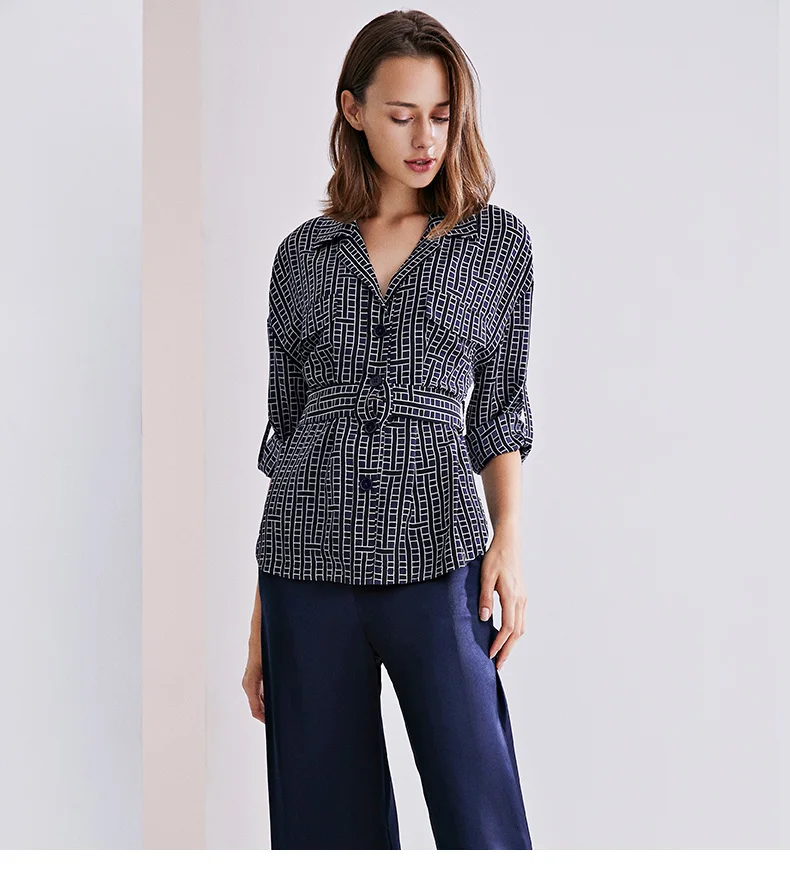 Весна 2020 шелковые блузки POKWAI офисная одежда с длинным рукавом повседневные