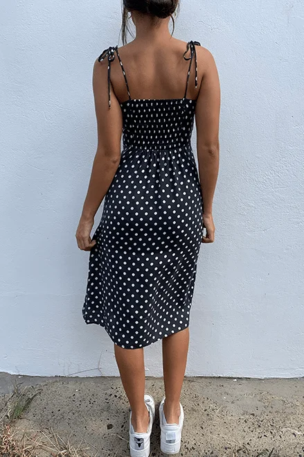 2019 сексуальный черный горошек Холтер бандаж голые плечи Bodycon платье с большим