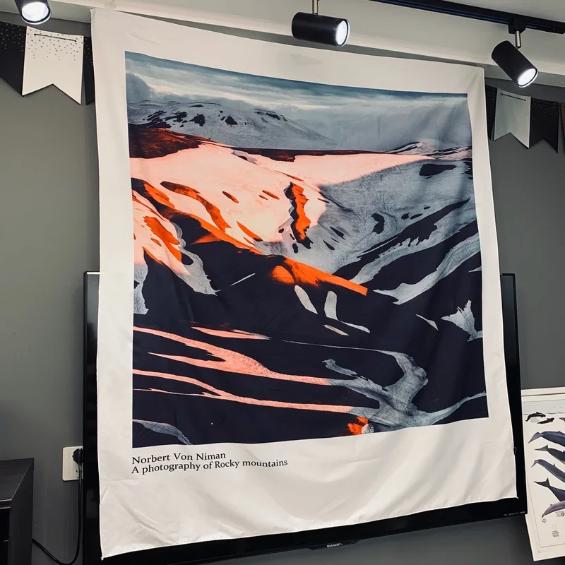 

Snow Mountain Landscape Wall Hanging Cloth Living Room Tapestry Bedroom Dormitory Decoration Curtain Sandinavian Style Fabric