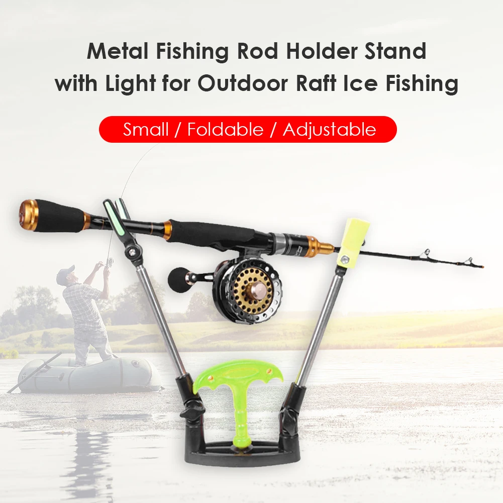 

Fishing Rod Holder Pole Stand Bracket with Light Outdoor Portable Easy Fishing Carrying for Outdoor Raft Ice Fishing