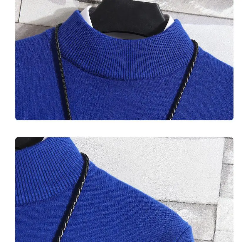 

2021 Autumn Winter Fashion Turtleneck Mens Thin Sweaters Casual Roll Neck Solid Warm Slim Sweaters Men Turtleneck Pullover Male