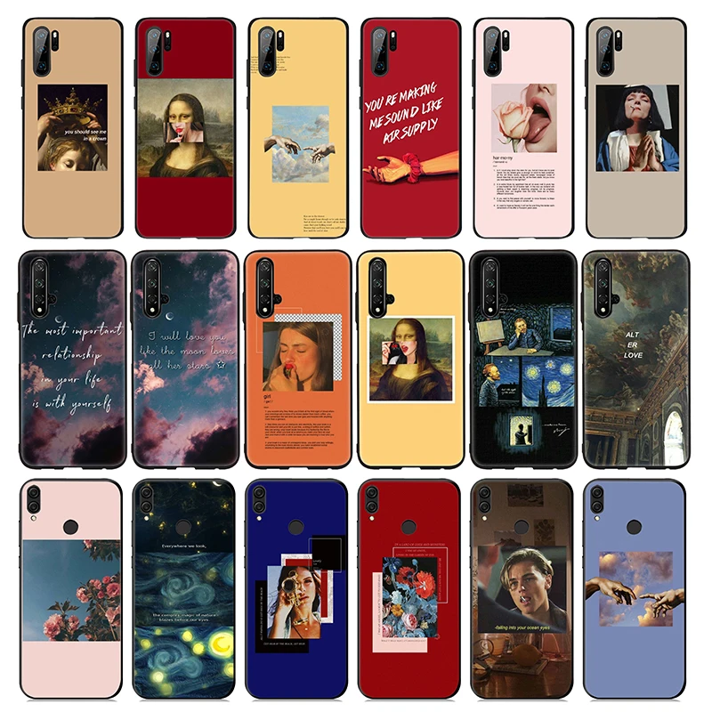 Art Aesthetic Van Gogh Mona Lisa Soft Silicone Case for Huawei P30 P20 P10 Lite Pro P Smart Plus 2018 2019 Z |