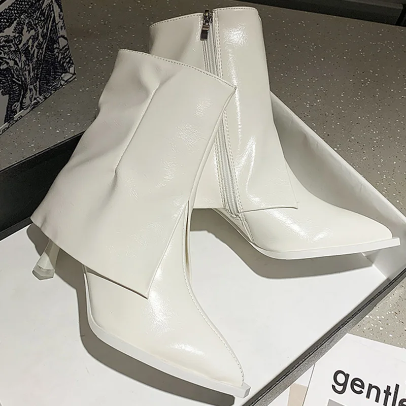 Winter Modern Boots Women 2021 Fashion Pointed Toe Thin Heels Shoes  Autumn Female Zippers Shoes For Ladies Chelsea Boots