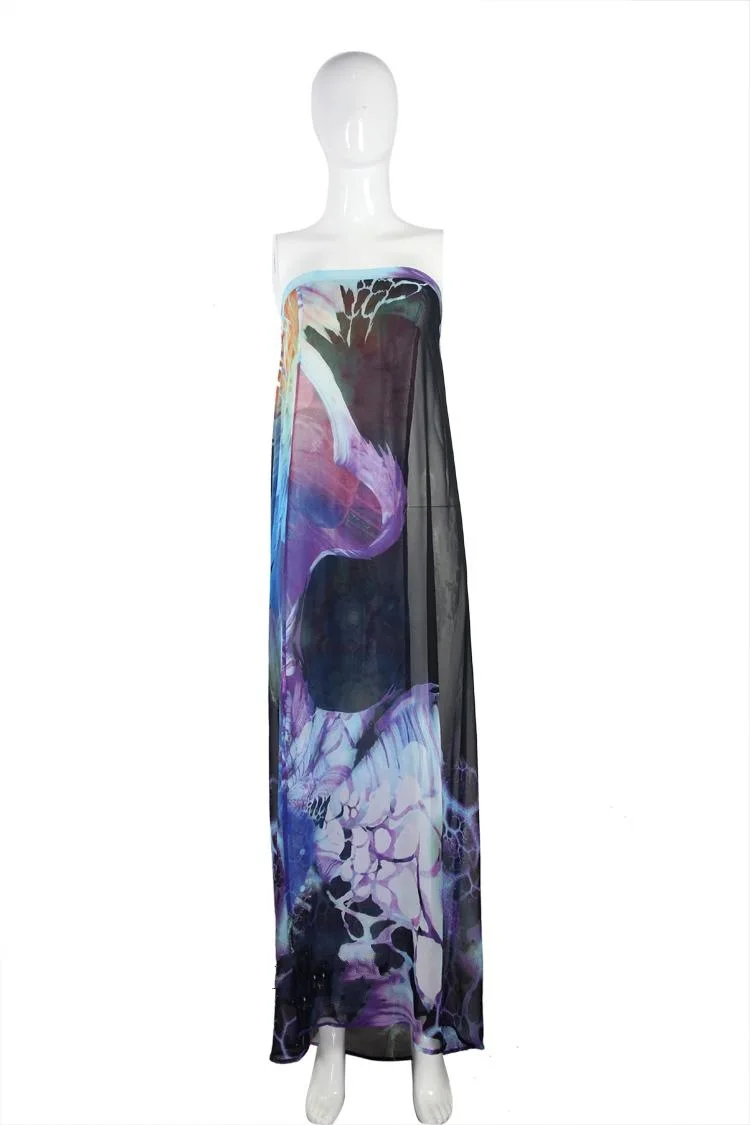 Шифоновое парео Пляжное покрытие Ups цветочный чехол купальник для женщин длинный