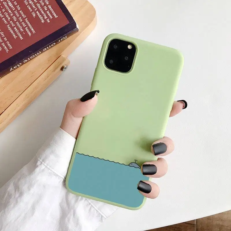

Cartoon whale Phone Case Green Candy Color for iPhone 6 7 8 11 12 s mini pro X XS XR MAX Plus