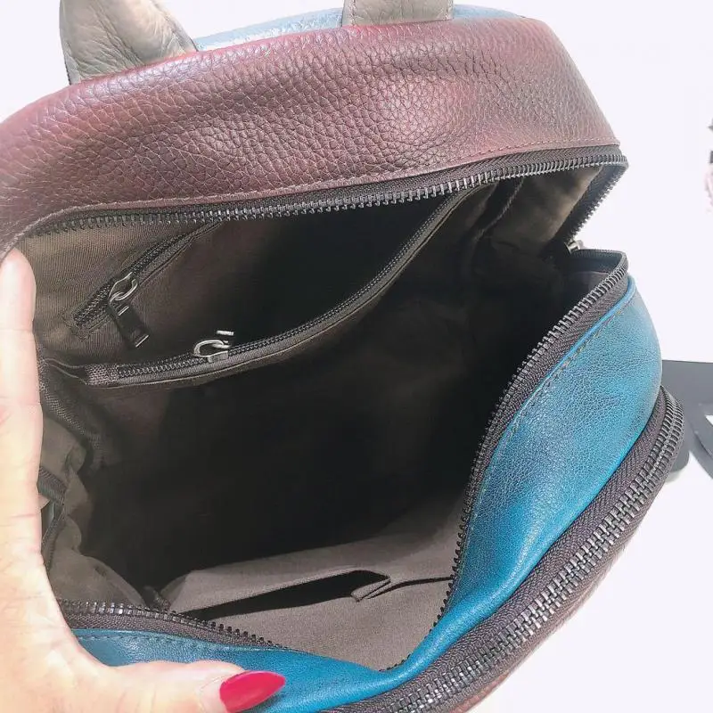 

YourSeason Random Color Ladies Vintage Genuine Leather Backpack Large Capacity Stitching Casual Women Outdoor Travel Bags 2021