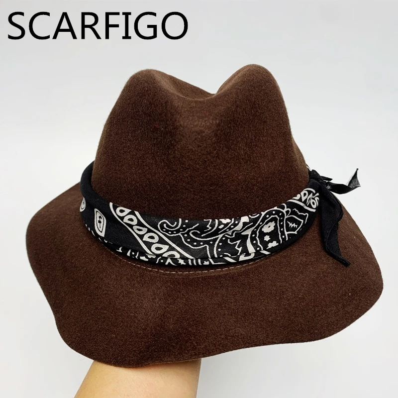 

Женская шерстяная фетровая шляпа SCARFIGO с широкими полями, Осенние однотонные женские шапки, классические зимние шапки в стиле джаз