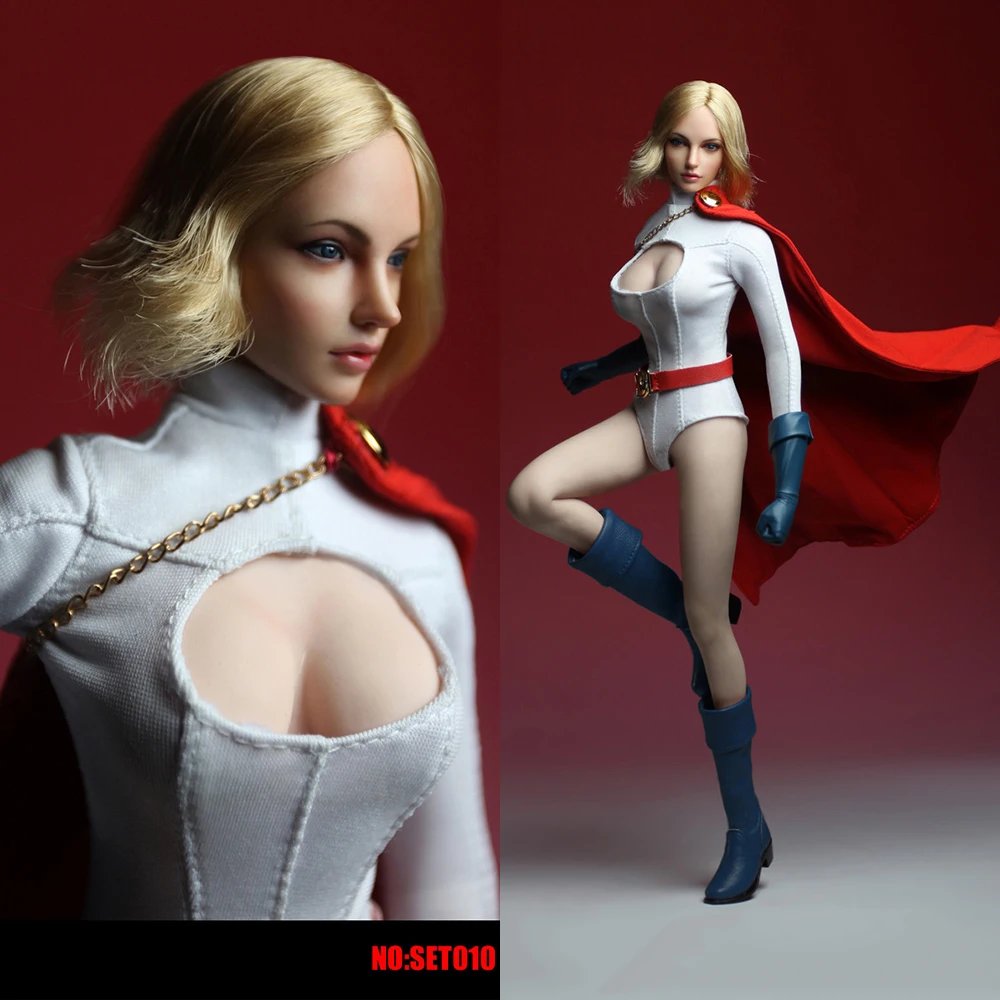 

SET010 1/6 масштаб солдат Супер девочка белый комбинезон красный плащ с головой резьба набор для 12-дюймовой женщины экшн-фигурки костюм режим