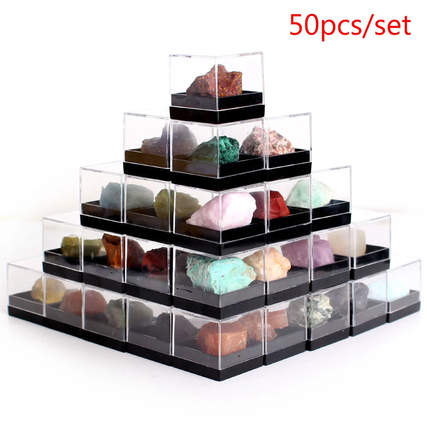

50Pcs Natural Stone Crystal Raw Gemstone Rough Quartz Chip Reiki Healing Mineral Specimen Collection Birthday Gift With a Box