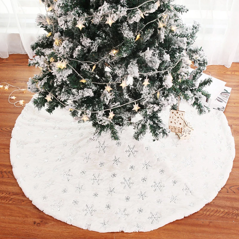 

Christmas Tree Decor Snowflake White Christmas Tree Skirt Tree Foot Carpet For Xmas Decorations Xmas Christmas Gift High Quality