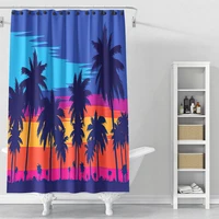 morden 3d printing hawaii beach sun shine shower curtain tree landscape bath curtain with hooks for bathroom waterproof scenery