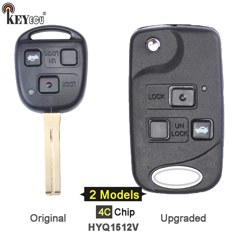 

KEYECU 4C Chip HYQ1512V Upgraded / Original 3 Button Remote Car Key Fob for Lexus ES300 GS300 GS430 GS400 IS300 LS400 1998-2005