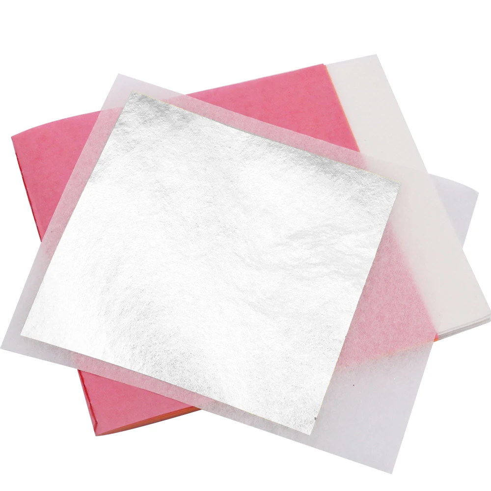 Съедобные листовые листы с серебряными листьями брошюра переводом фольги 25 шт.