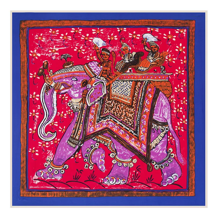 Женский саржевый шелковый шарф с принтом слона брендовая бандана 100*100 см