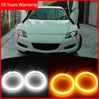 Для Mazda RX8 Rx-8 2004 2005 2006 2007 2008 хлопок горки светодиодный двойной Цвет Ангел глаз белый янтарь сигнал поворота светильник