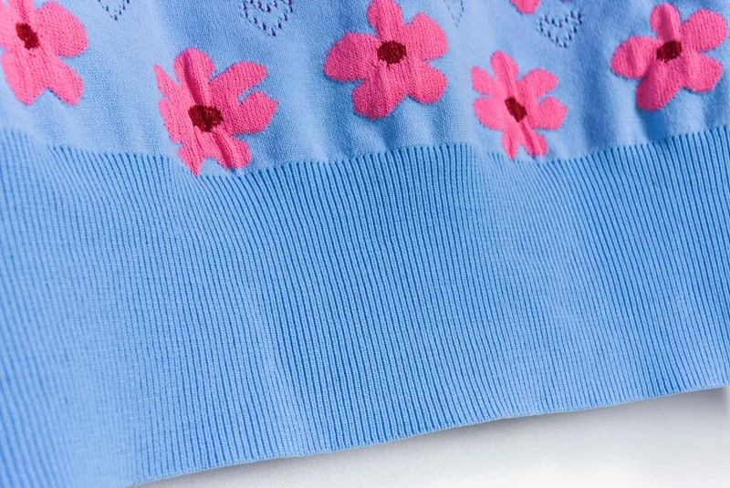 Жаккардовая трикотажная женская футболка с цветочным принтом топы вырезами лето