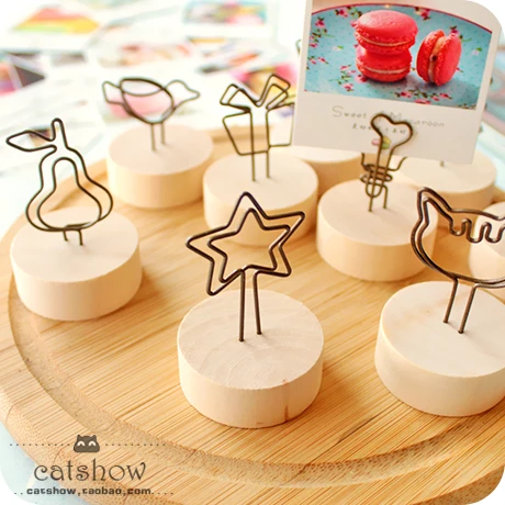 zakka retro photos show Creative Pastoral ornaments seat iron log message Clip Notes folder name card holder | Канцтовары для офиса