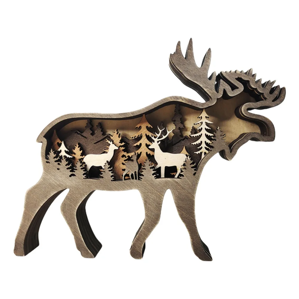 

Christmas Pendant Wooden Frame Wall Art Prints Living Room Bedroom Bear In The Forest Hut Decoration Home Decoration