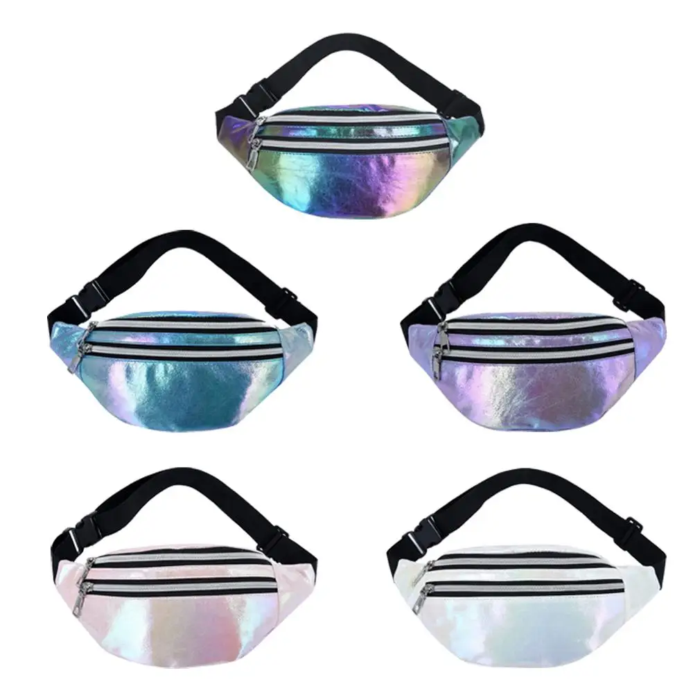 

Women Waist Pack Messenger Belt Purse Fashion PU Gradient Laser Fanny Chest Bag Multifunction Bag Belt Bag Pouch Packs