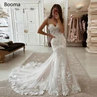 Booma Милая Русалка Свадебные платья на тонких бретелях Кружевные Аппликации Свадебные платья фатиновое годе Свадебные платья размера плюс