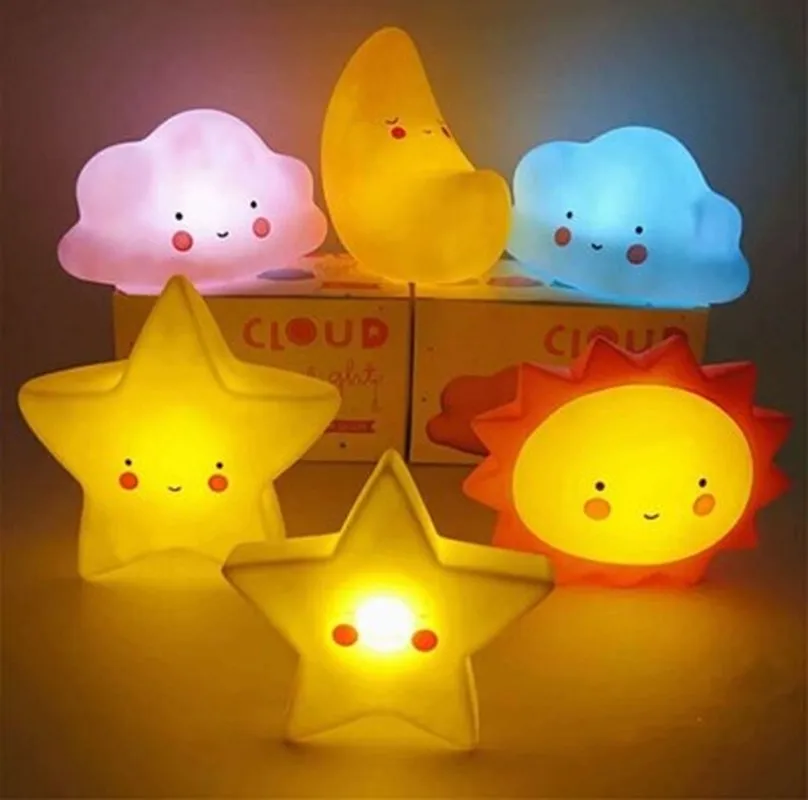 4 Colors Star LED Night Light Creative Bedroom Decoration Light Baby Feeding Lamp Bedside Night Light Children's Luminous Toy