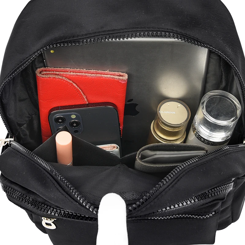 

Simple Oxford Cloth Backpack Portable Women All-match Shoulder Bookbag with Double Ladies Zipper Multifunctional Travel Rucksack