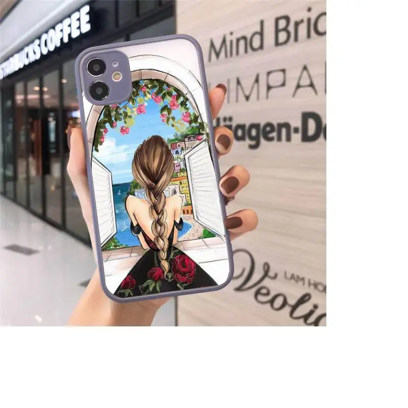 

Merry Christmas Brown Hair Girl Phone Case matte transparent For gray iPhone 7 8 x xs xr 11 12 pro plus max mini Funda Clear