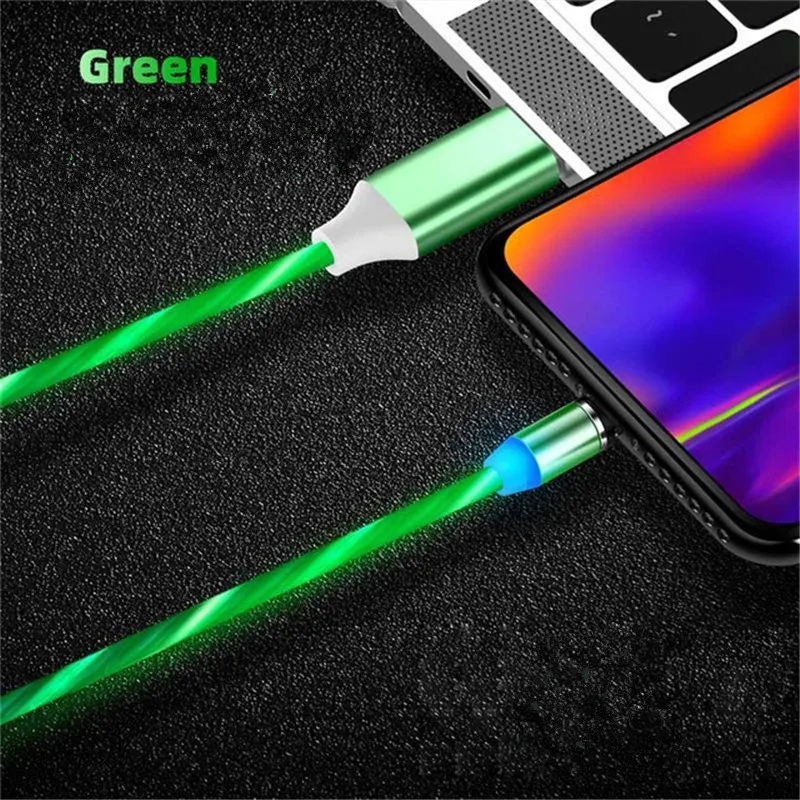 Green Cable and plug 1 м светодиодный магнитный кабель mi cro USB C для Iphone Xiao mi redmi k20 6 pro s2 note 5a 5 4x2 3s 6a 4a go mi x 2s max 3 2 - Цвет: Green Cable and plug
