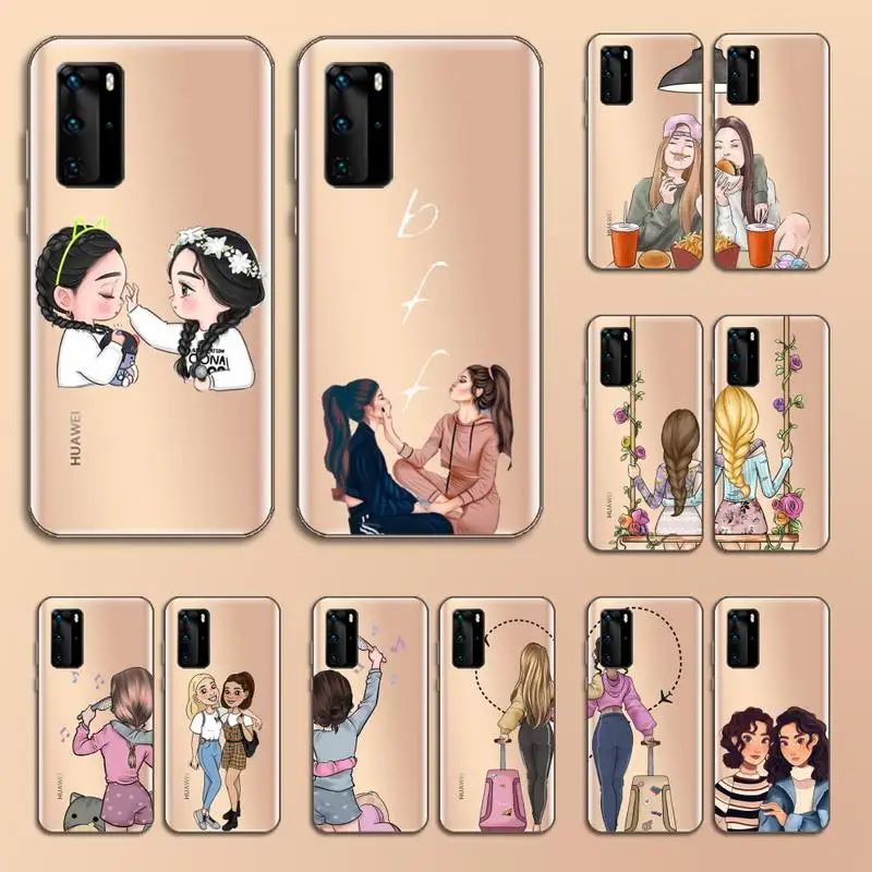 

Girls Bff Best Friends Forever Phone Case Transparent for Huawei P20 P30 P40 lite pro P smart 2019 honor 8x 10i