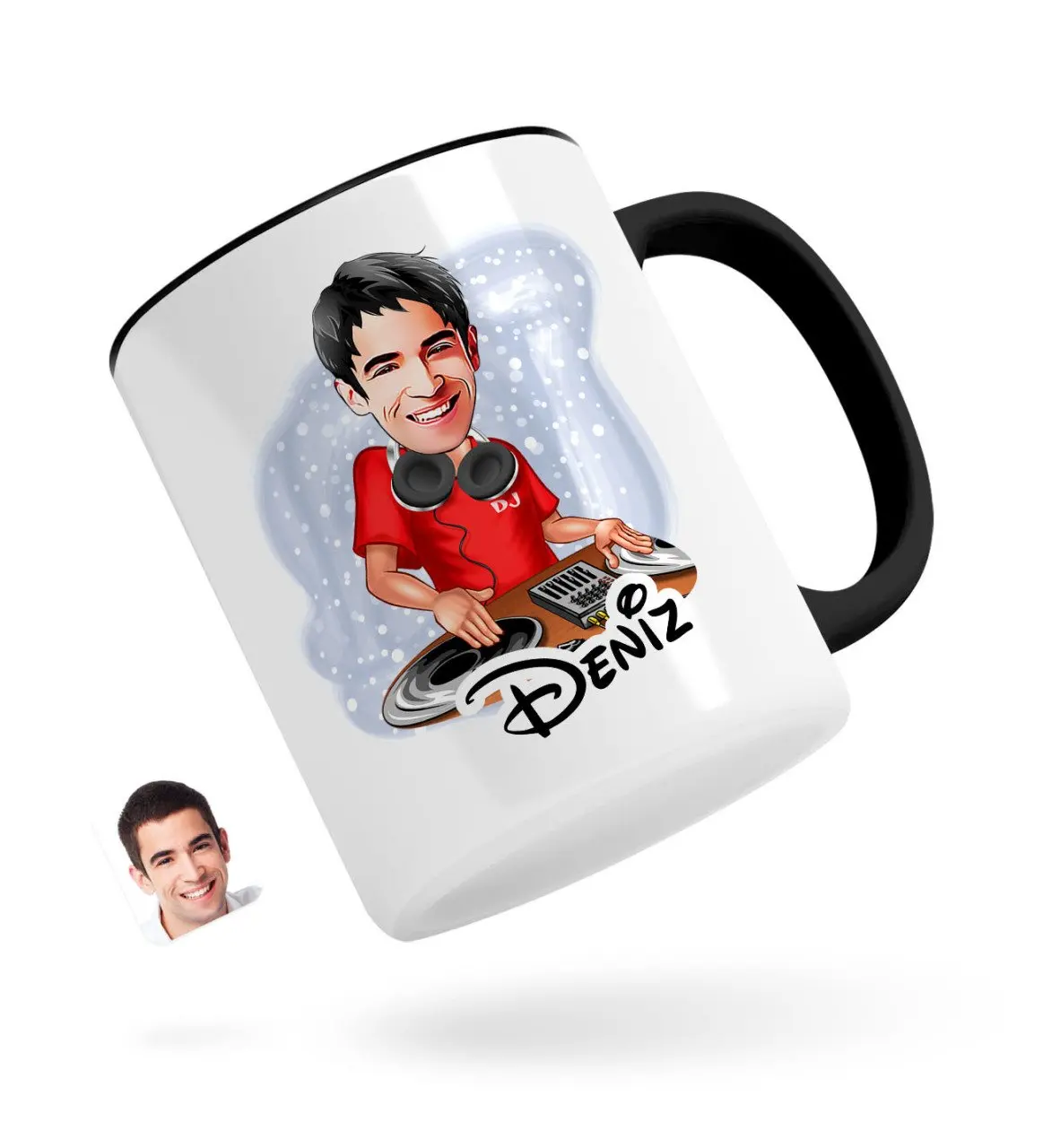 

Персонализированные Для мужчин DJ карикатура черная кружка чашка