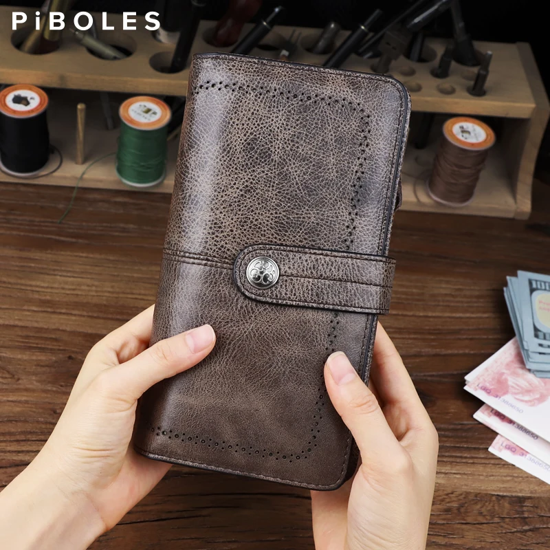

Multi-card Slot Wallet Genuine Leather Long Wallet For Women Portable Storage Card Holder Money Bag Phone Purse Men Clutch