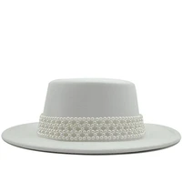 women pearl wool felt hats white wide brim fedoras for wedding party church hats pork pie fedora hat floppy derby triby hats