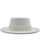 Женская шерстяная фетровая шляпка с широкими полями, украшенная жемчугом, для свадьбы, вечеринки, церкви