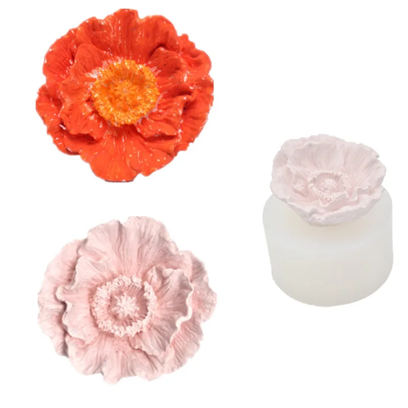 Силиконовая форма сделай сам для мыла 3d цветов Маков свечей розы|Формы мыла| |