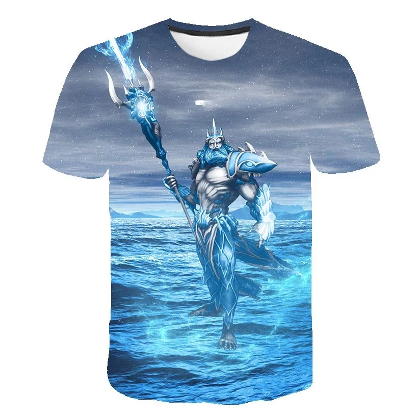 Мужская футболка с короткими рукавами и 3D принтом Poseidon burst Повседневная летняя