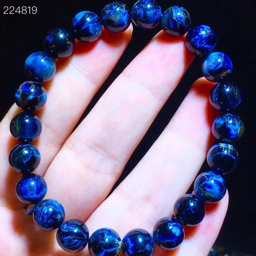 9 1 мм натуральный синий браслет питерсит из Замбии драгоценные камни круглые