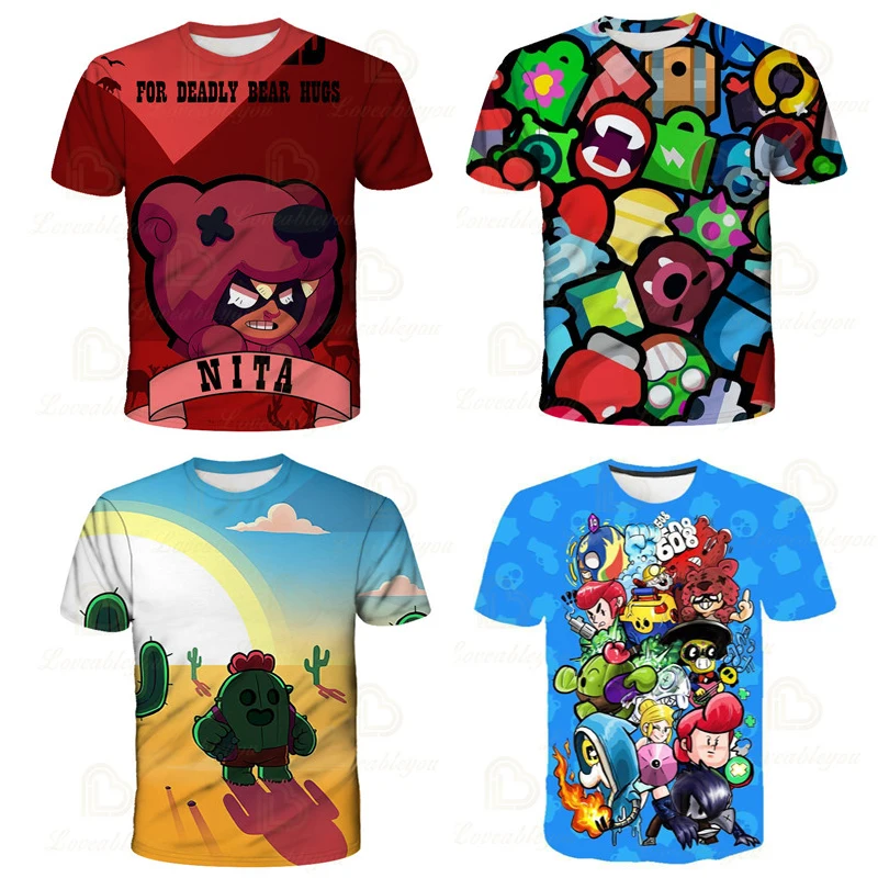 

Browlers Kids T-shirt Mr.P and Shooting Star, Game 3d Shirt Boys Girls Tops Tshirt Baby Clothes Shoot Shark Leon Child Wear