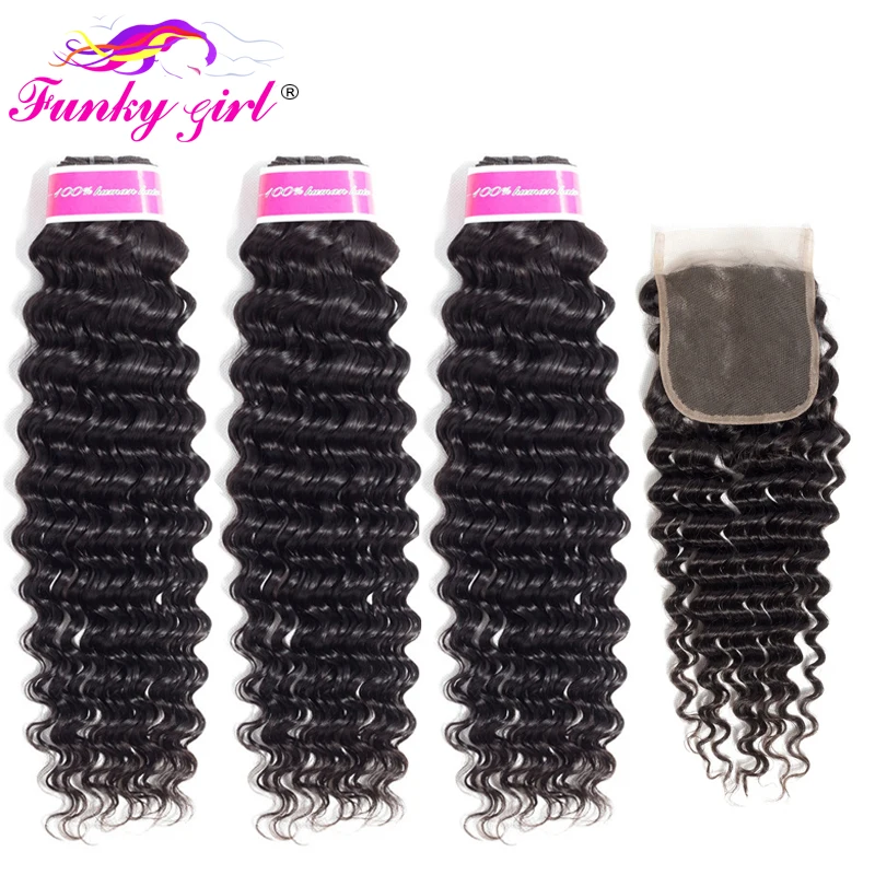 Забавная девушка бразильские волнистые человеческие волосы пучки с застежкой 3