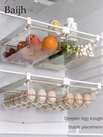 kitchen fruit food storage box plastic clear fridge organizer slide under shelf drawer box rack holder refrigerator drawer
