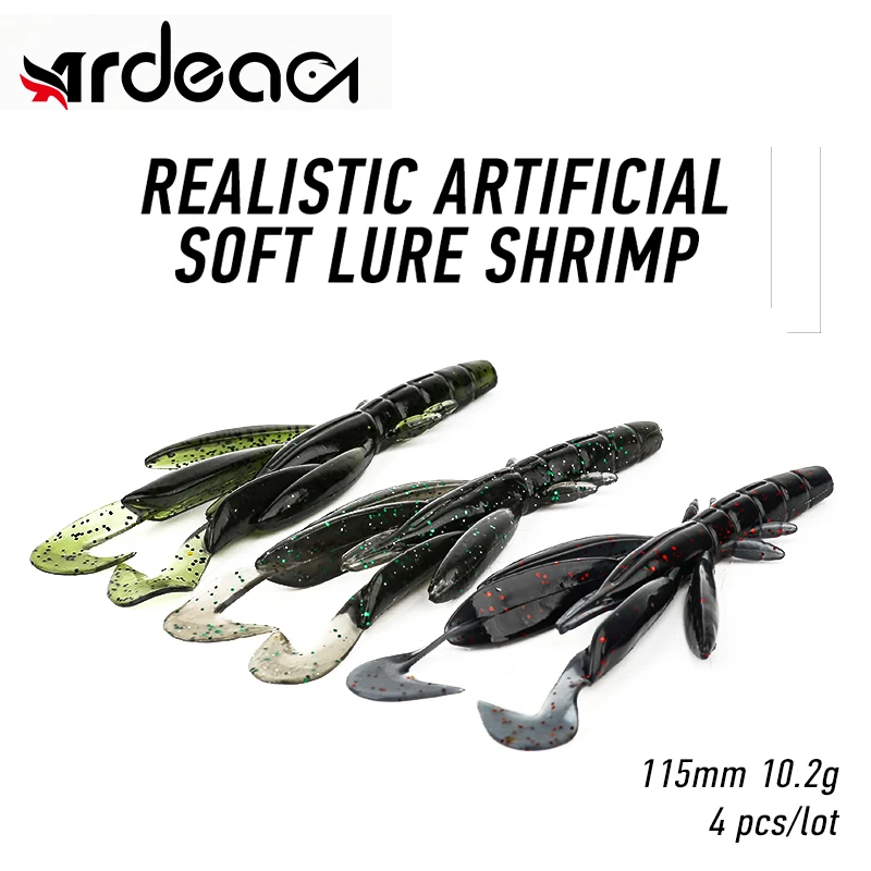 

ARDEA 4Pcs Artificial lobster 115mm10.2g Shrimp Lures Silicone Bait Soft Plastic Jigging Wobblers Bass Pesca Fishing Tool