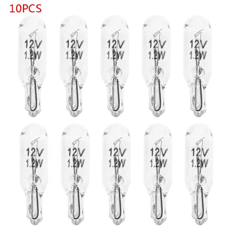 

10Pcs T5 W5W White Color 1.2W 194 501 Halogen Bulb Side Wedges Car Light Source Instrument Lamp T21E